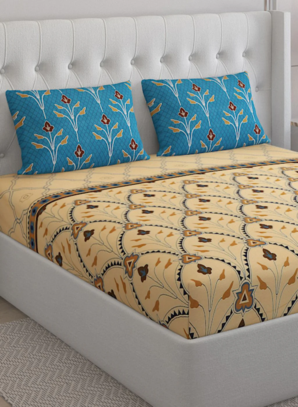 144TC Pure Cotton Single Bedsheet with 2 Pillow Covers - Image 4