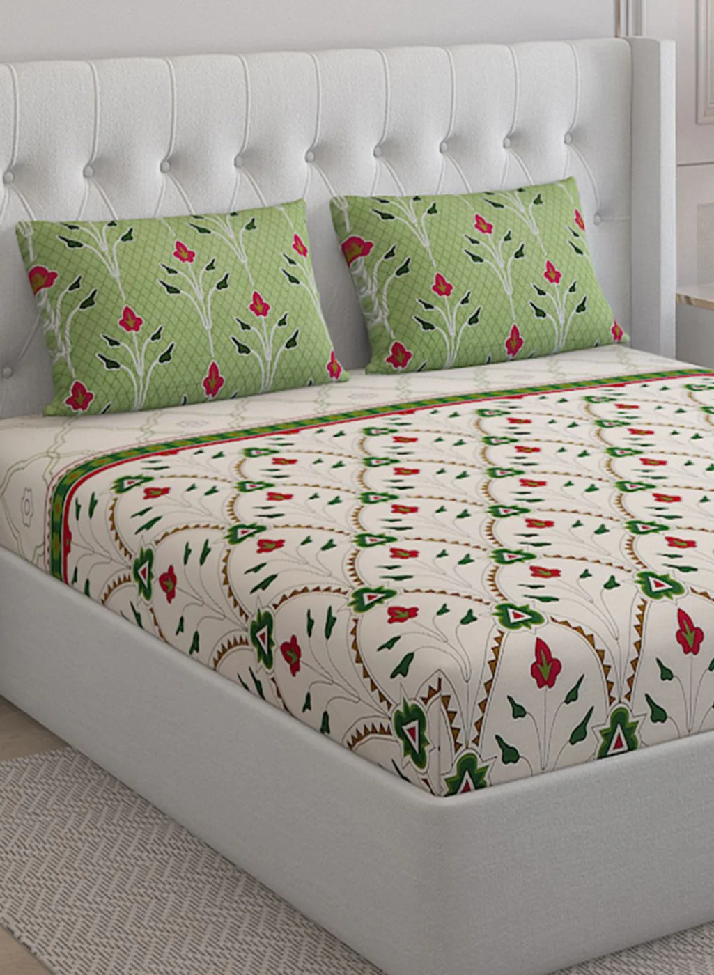144TC Pure Cotton Single Bedsheet with 2 Pillow Covers - Image 4
