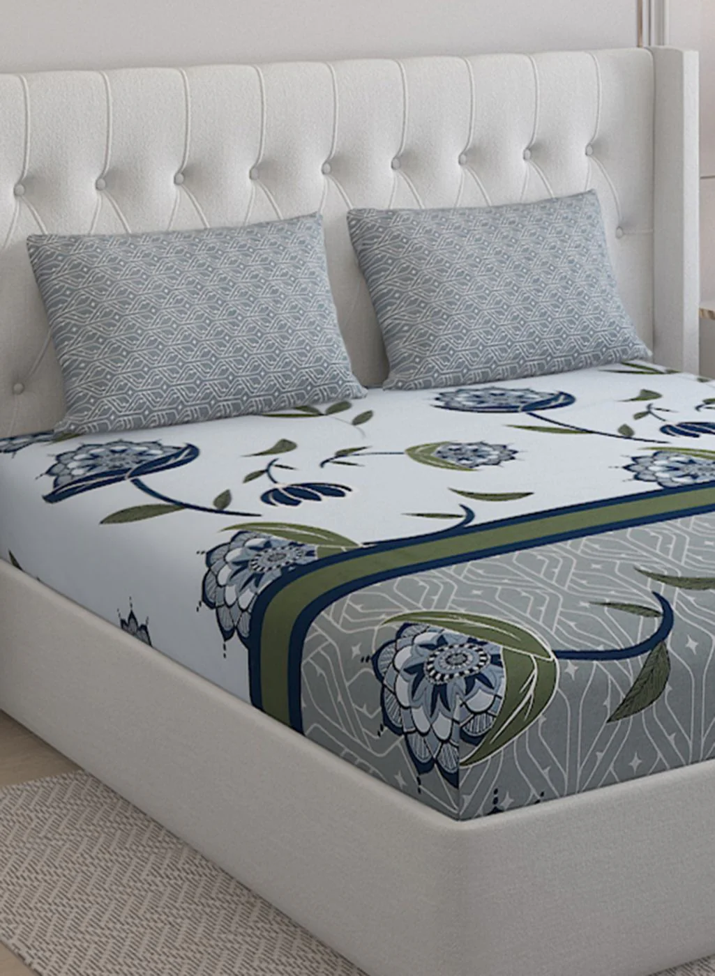 144TC Pure Cotton Single Bedsheet with 2 Pillow Covers - Image 4