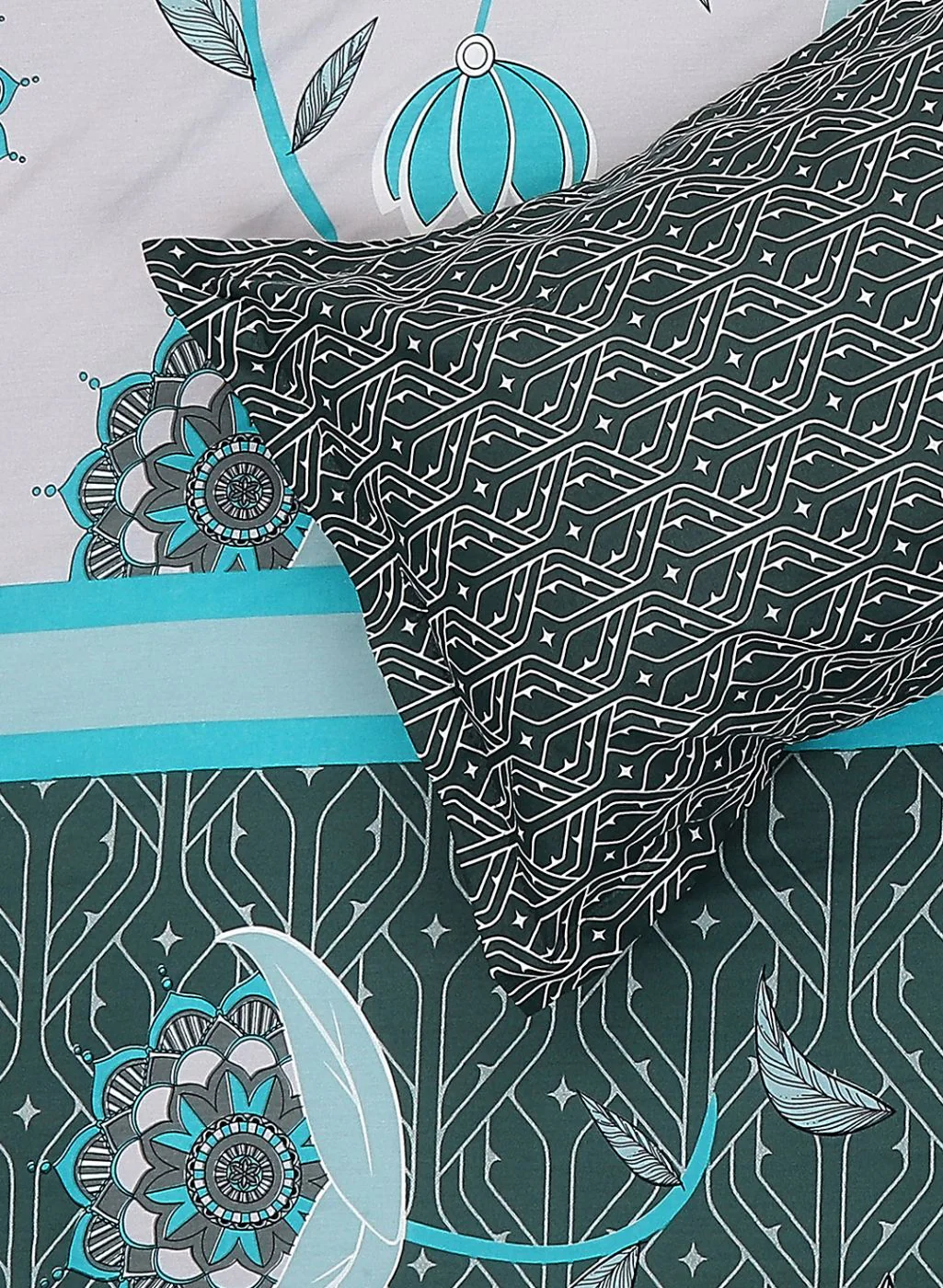 144TC Pure Cotton Single Bedsheet with 2 Pillow Covers - Image 5