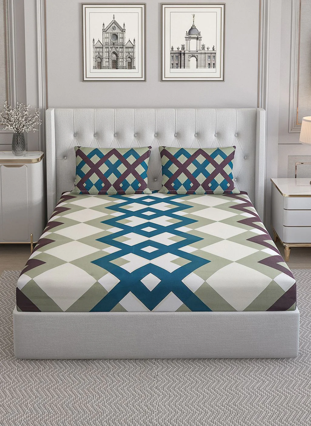 152TC Pure Cotton King Bedsheet with 2 Pillow Covers - Image 2
