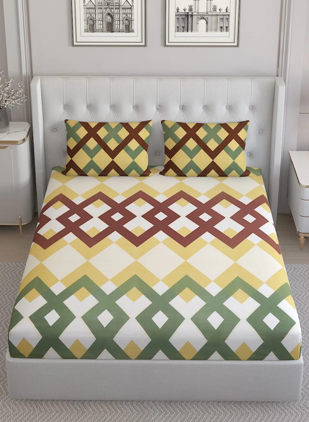 152TC Pure Cotton King Bedsheet with 2 Pillow Covers - Image 3