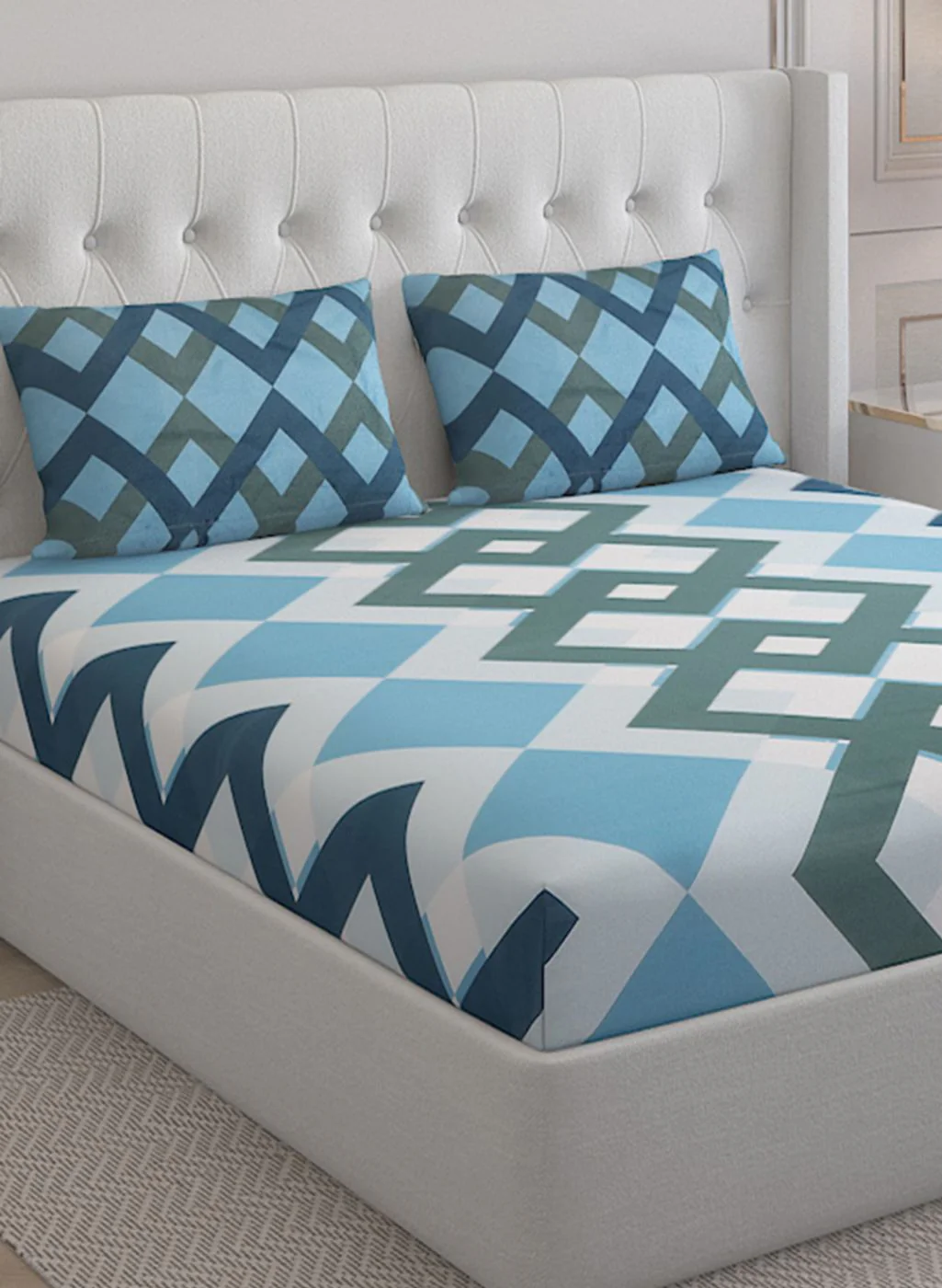 152TC Pure Cotton King Bedsheet with 2 Pillow Covers - Image 4