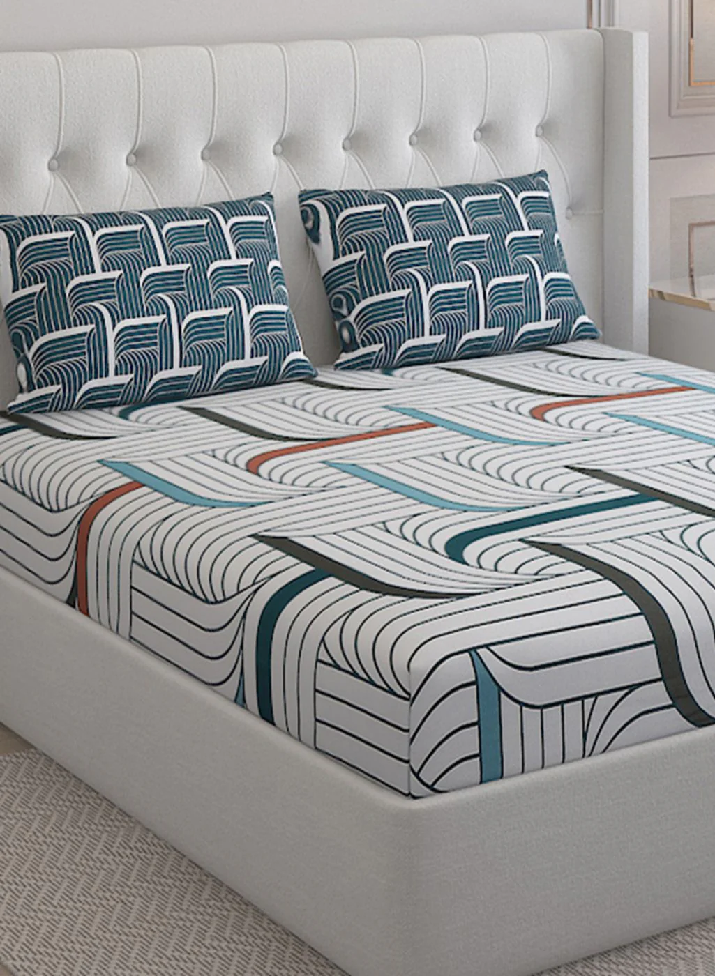 152TC Pure Cotton King Bedsheet with 2 Pillow Covers - Image 4