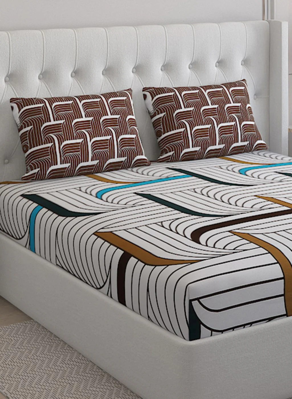 152TC Pure Cotton King Bedsheet with 2 Pillow Covers - Image 4