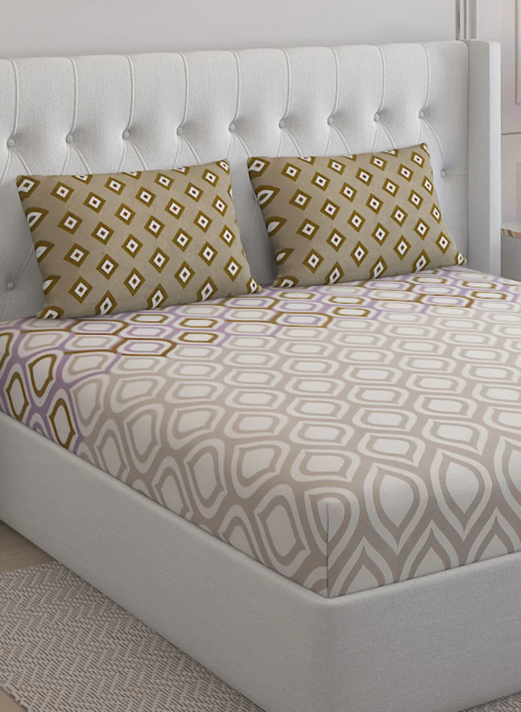 152TC Pure Cotton King Bedsheet with 2 Pillow Covers - Image 4