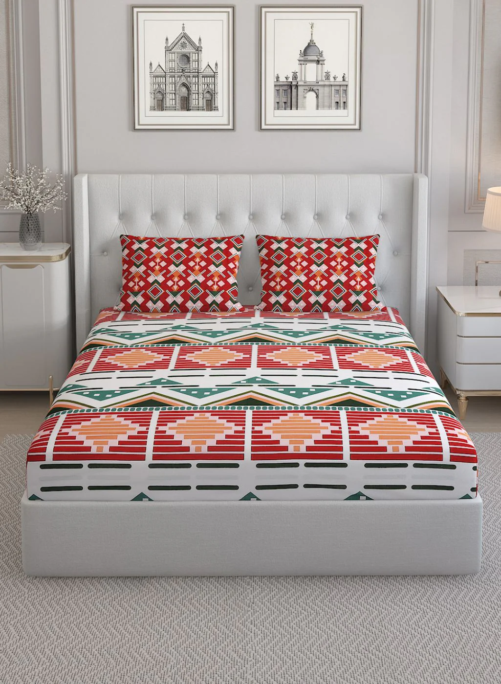 152TC Pure Cotton King Bedsheet with 2 Pillow Covers - Image 2