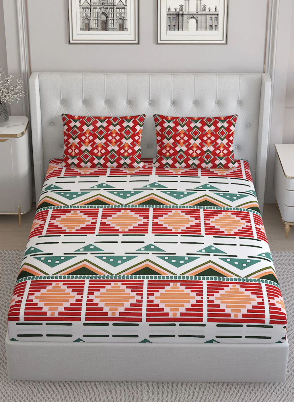 152TC Pure Cotton King Bedsheet with 2 Pillow Covers - Image 3