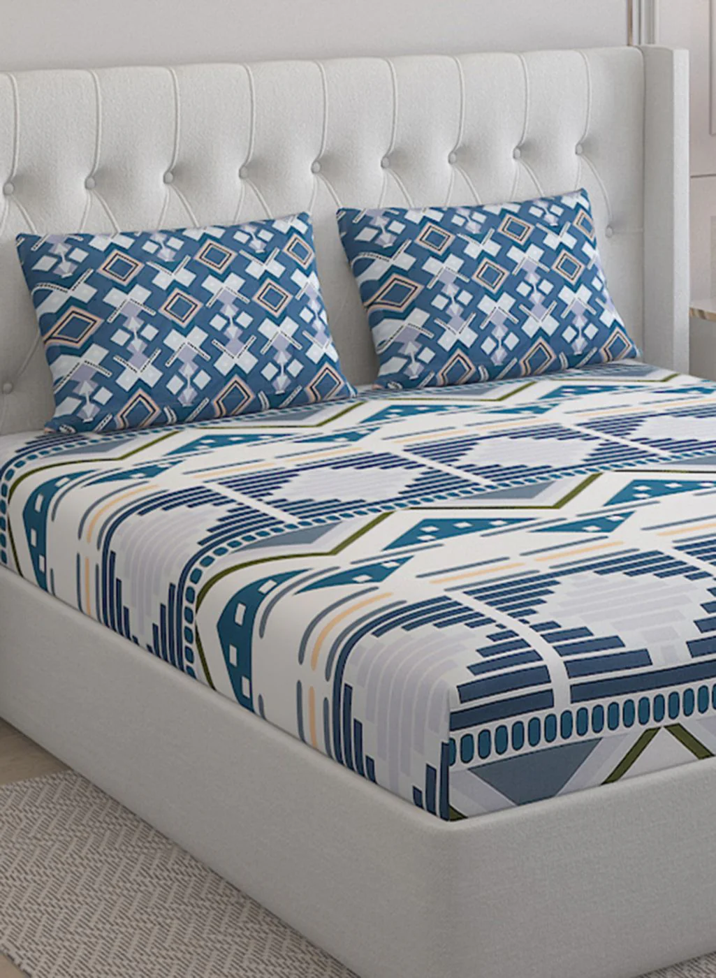 152TC Pure Cotton King Bedsheet with 2 Pillow Covers - Image 4