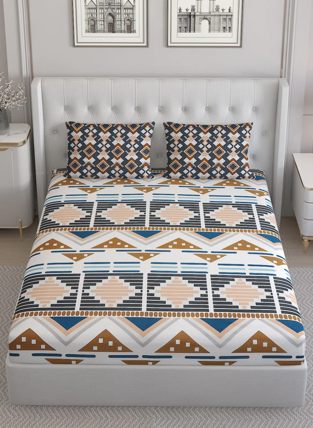 152TC Pure Cotton King Bedsheet with 2 Pillow Covers - Image 3