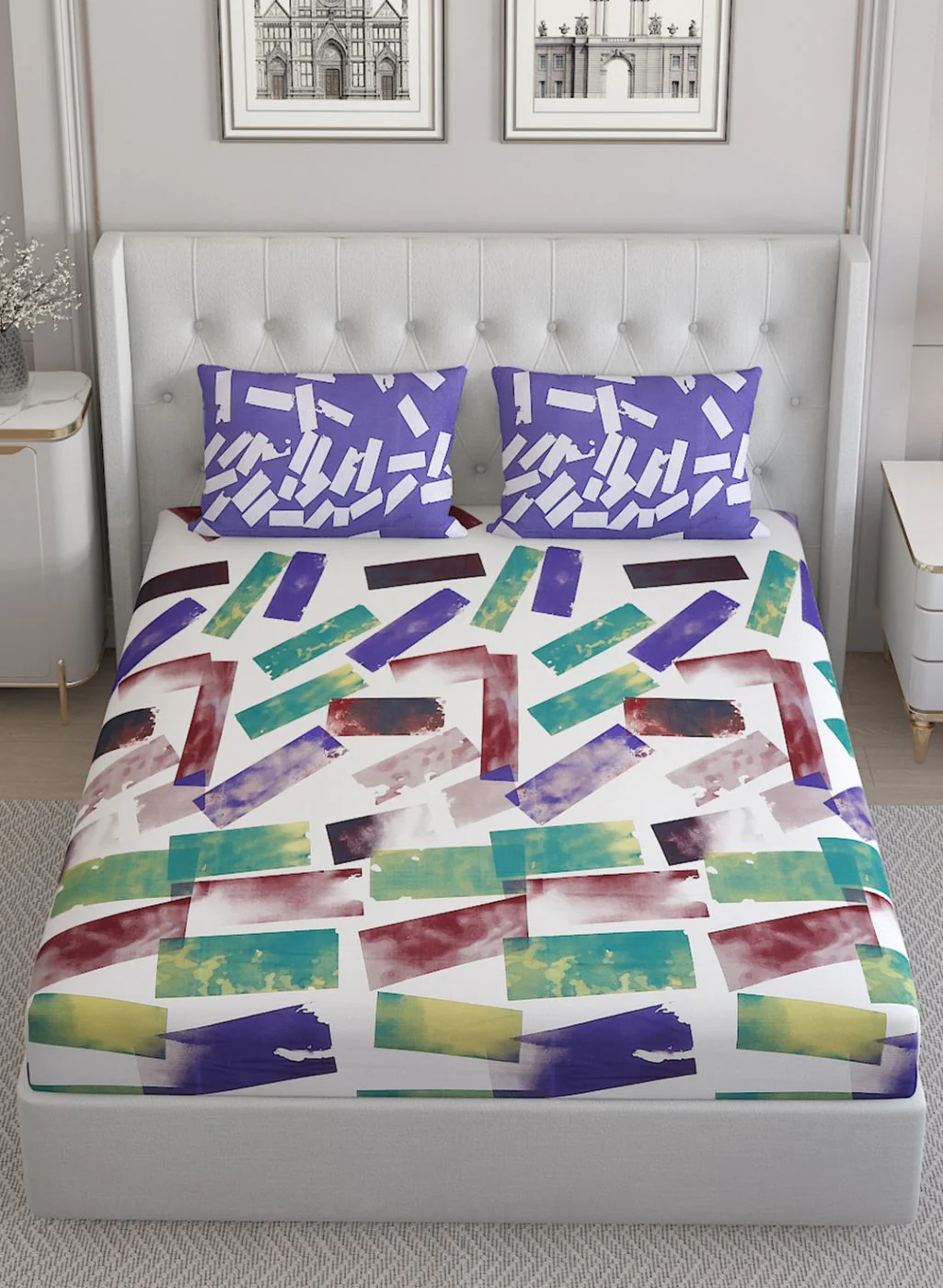 152TC Pure Cotton King Bedsheet with 2 Pillow Covers - Image 3