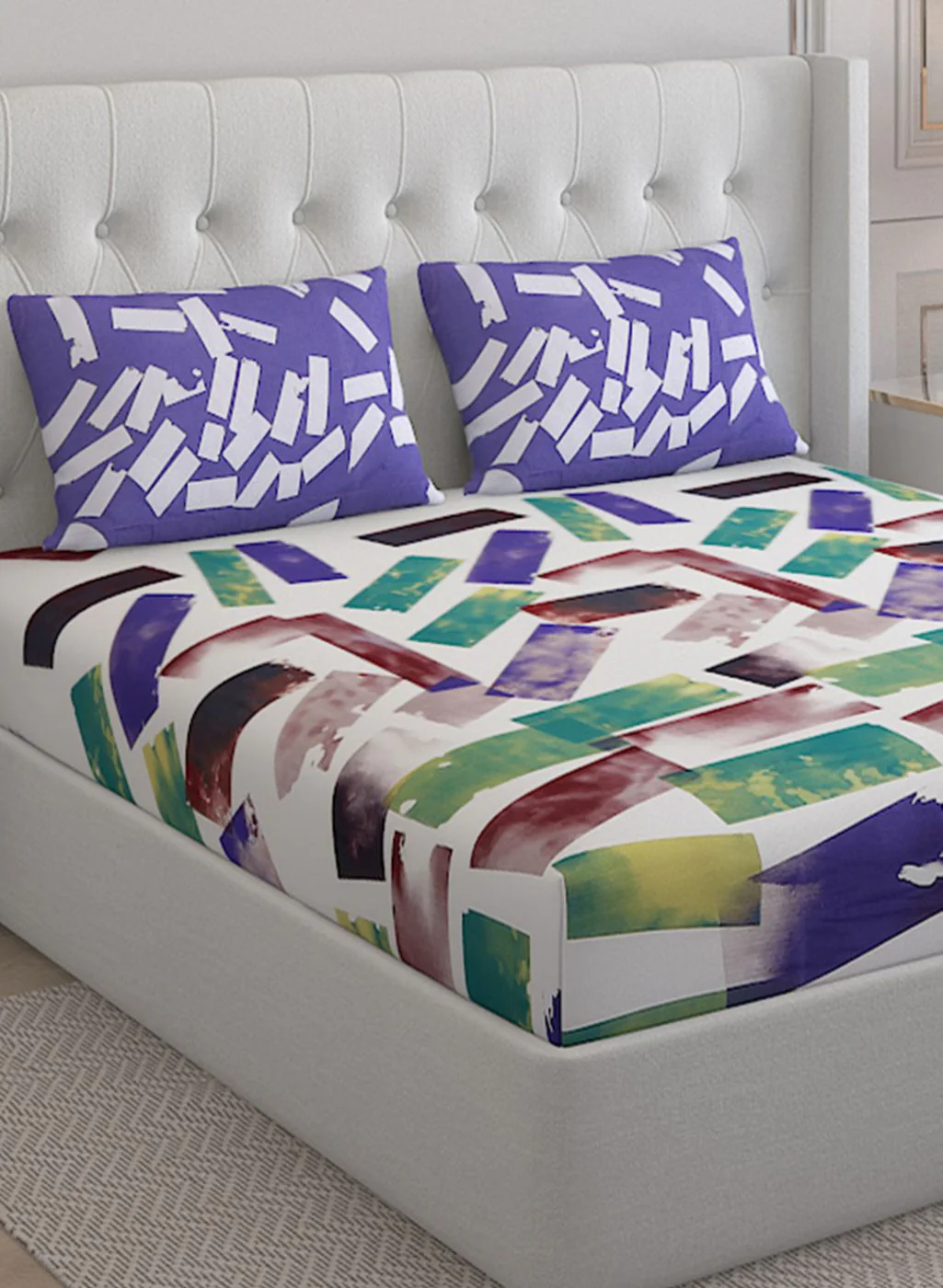 152TC Pure Cotton King Bedsheet with 2 Pillow Covers - Image 4