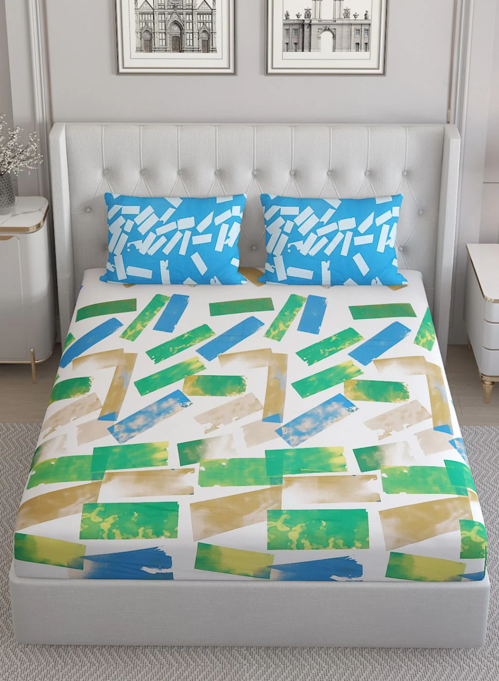 152TC Pure Cotton King Bedsheet with 2 Pillow Covers - Image 3
