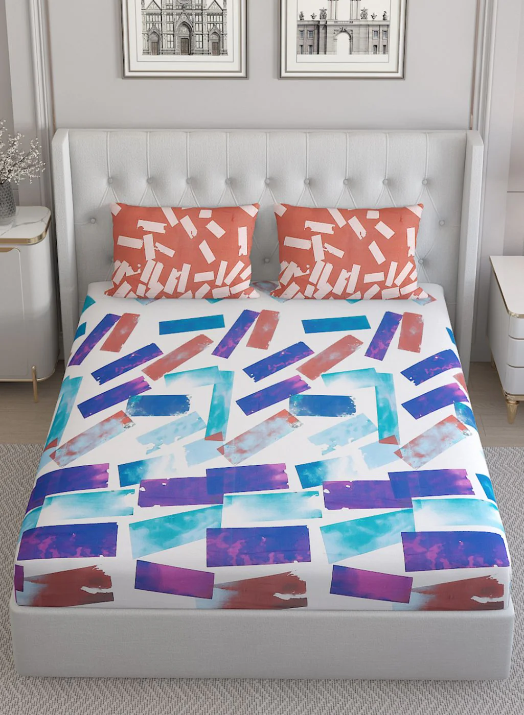 152TC Pure Cotton King Bedsheet with 2 Pillow Covers - Image 3