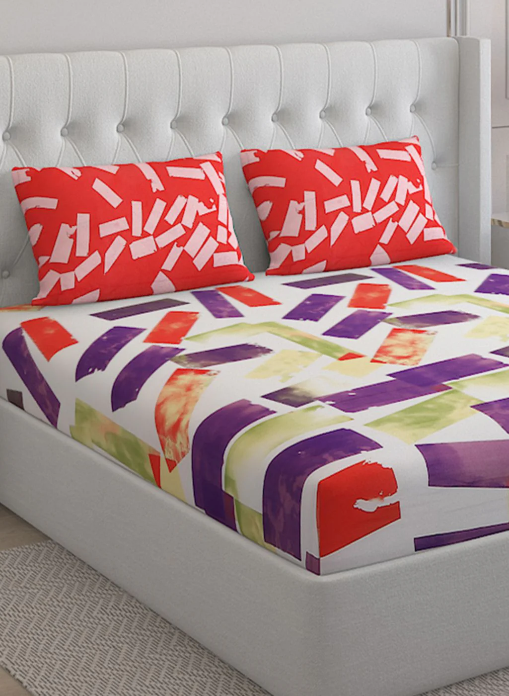 152TC Pure Cotton King Bedsheet with 2 Pillow Covers - Image 4
