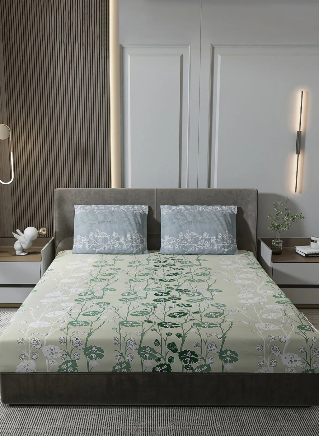 180TC Pure Cotton King Bedsheet with 2 Pillow Covers - Image 2