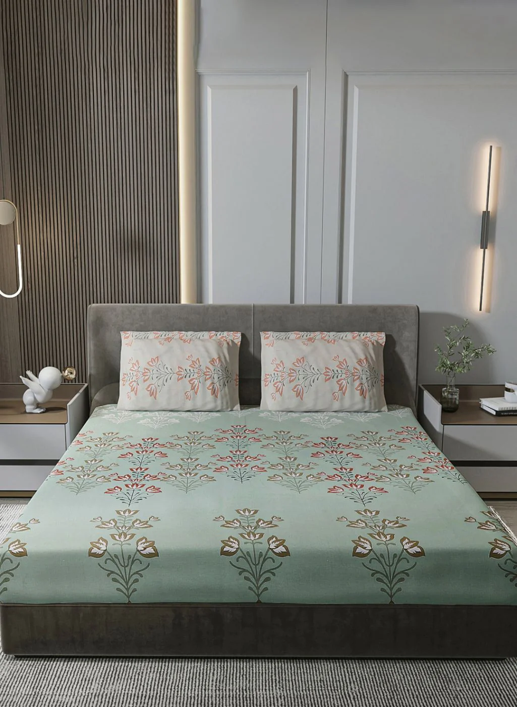 180TC Pure Cotton King Bedsheet with 2 Pillow Covers - Image 2