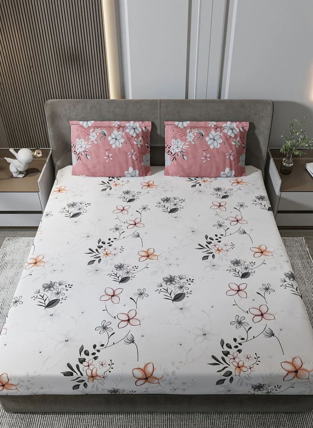 180TC Pure Cotton King Bedsheet with 2 Pillow Covers - Image 3