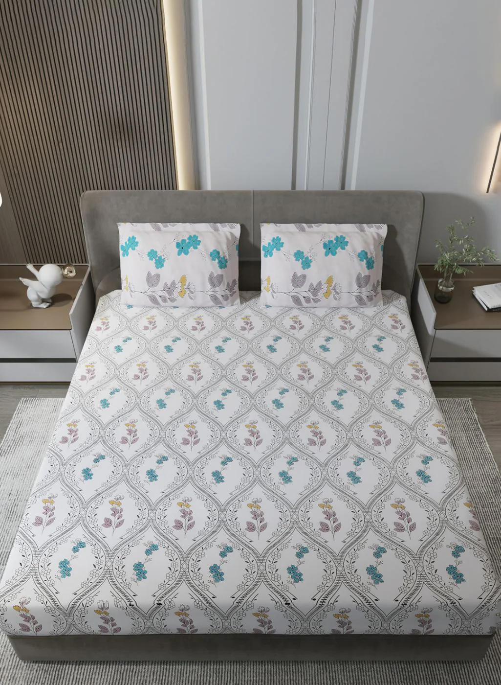 180TC Pure Cotton King Bedsheet with 2 Pillow Covers - Image 3