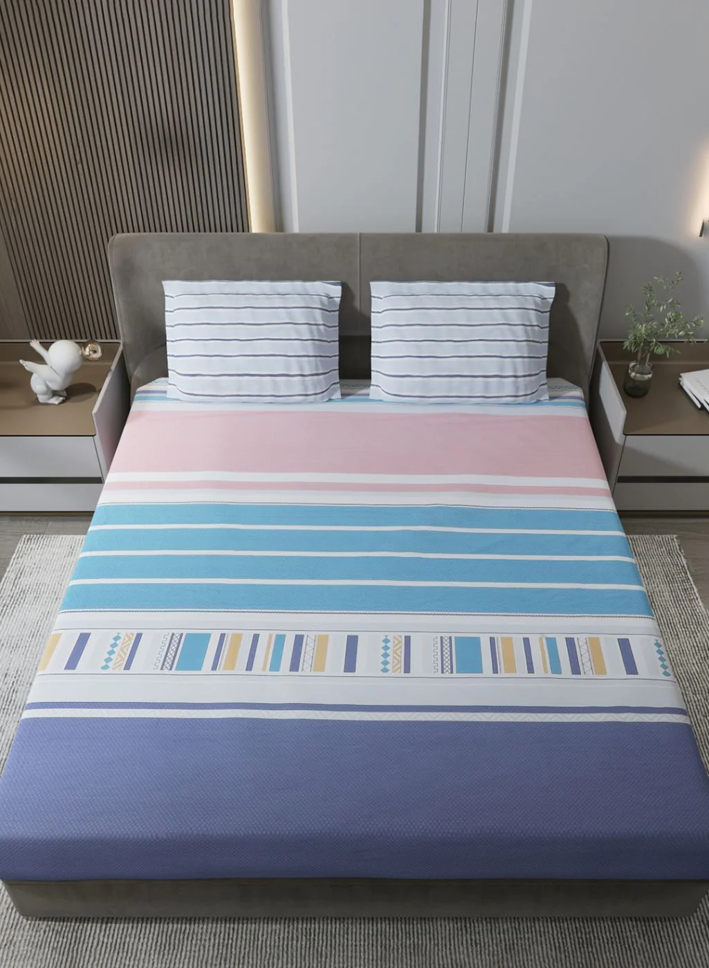 200TC Pure Cotton King Bedsheet with 2 Pillow Covers - Image 3