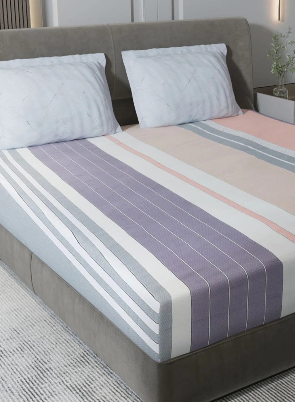 200TC Pure Cotton King Bedsheet with 2 Pillow Covers - Image 4