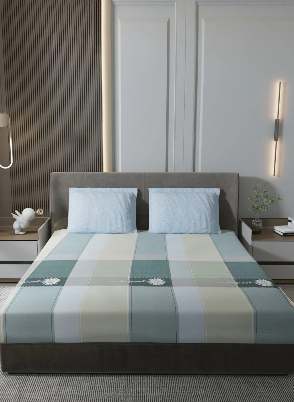 200TC Pure Cotton King Bedsheet with 2 Pillow Covers - Image 2