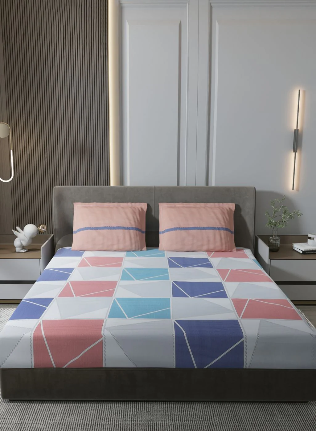 200TC Pure Cotton King Bedsheet with 2 Pillow Covers - Image 2