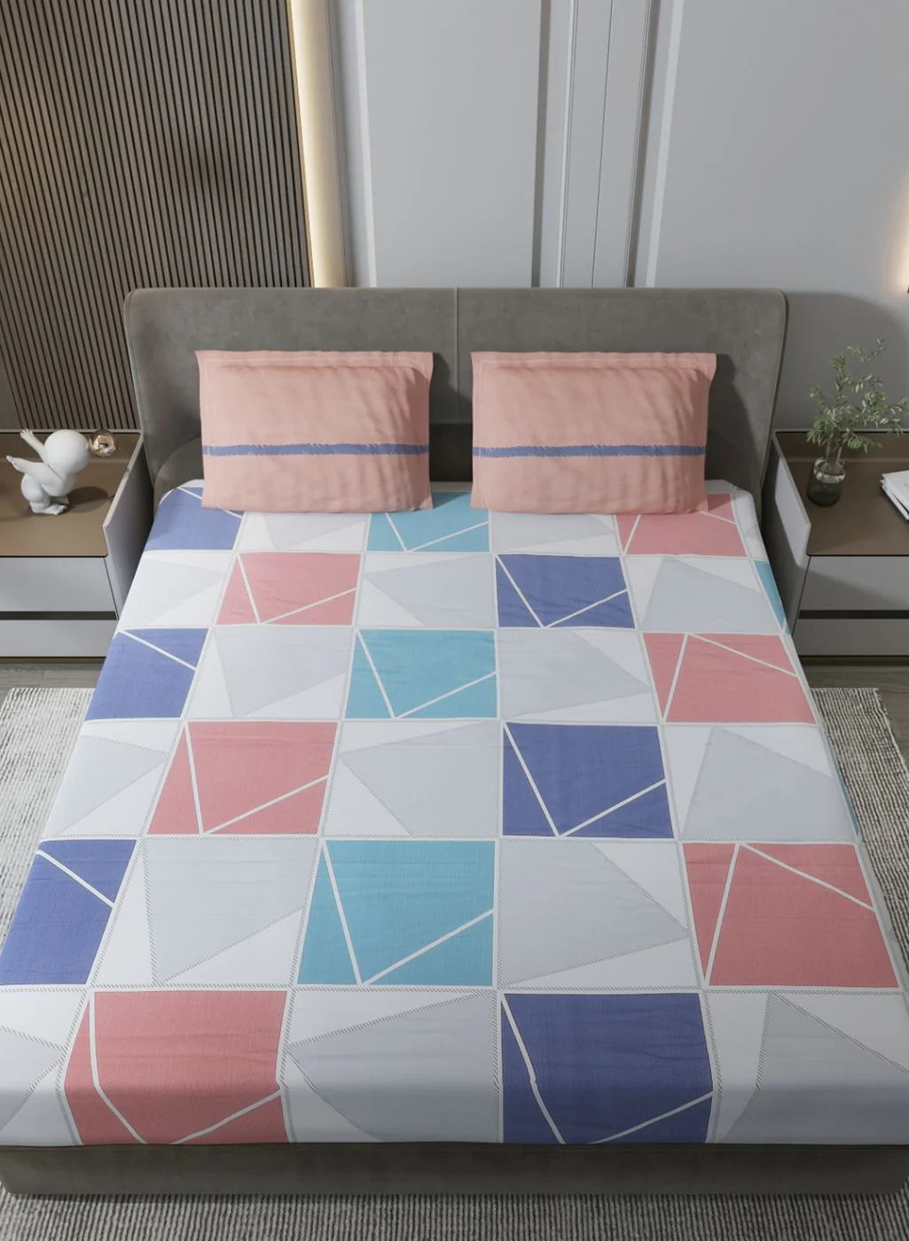 200TC Pure Cotton King Bedsheet with 2 Pillow Covers - Image 3