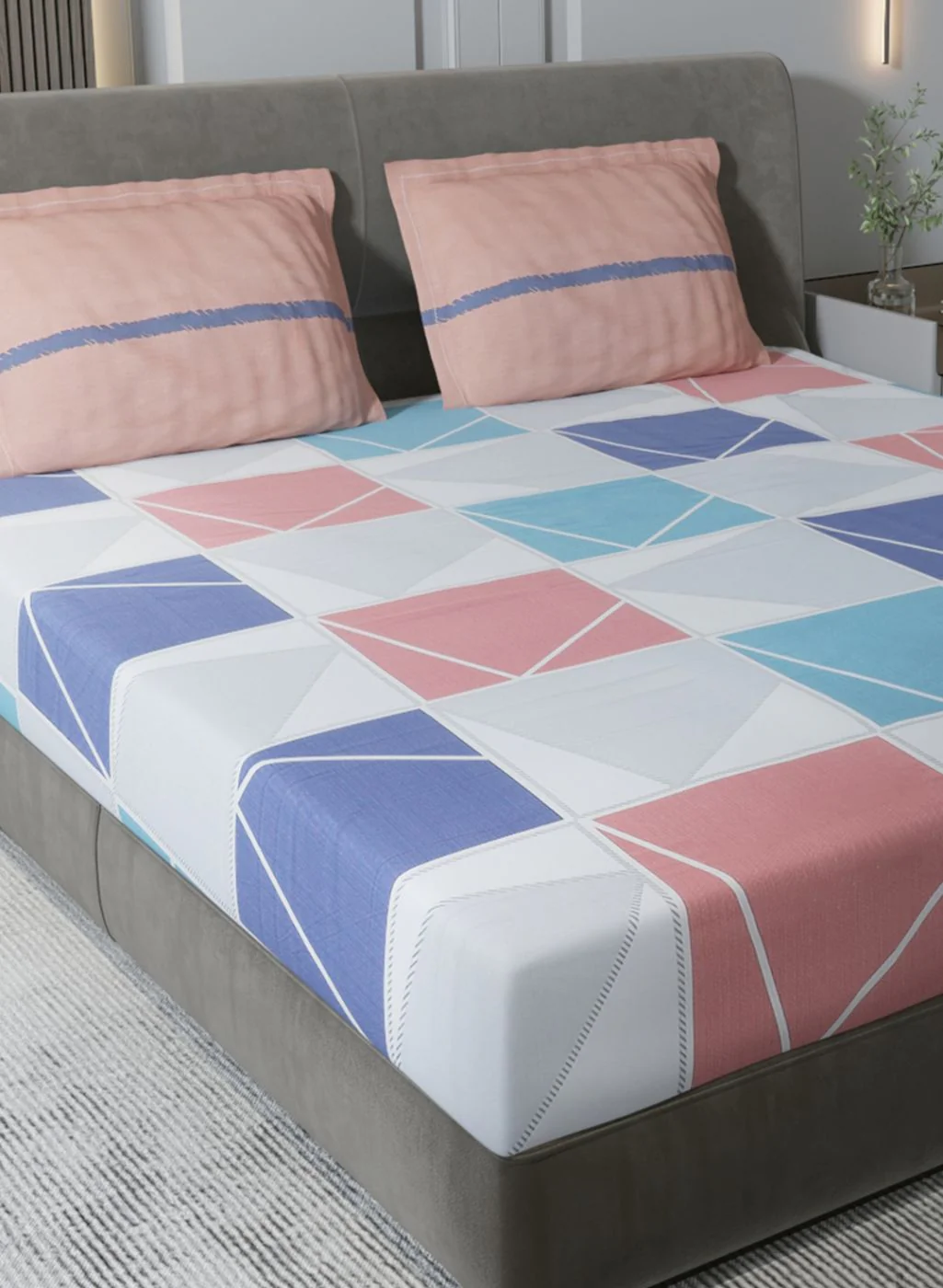 200TC Pure Cotton King Bedsheet with 2 Pillow Covers - Image 4