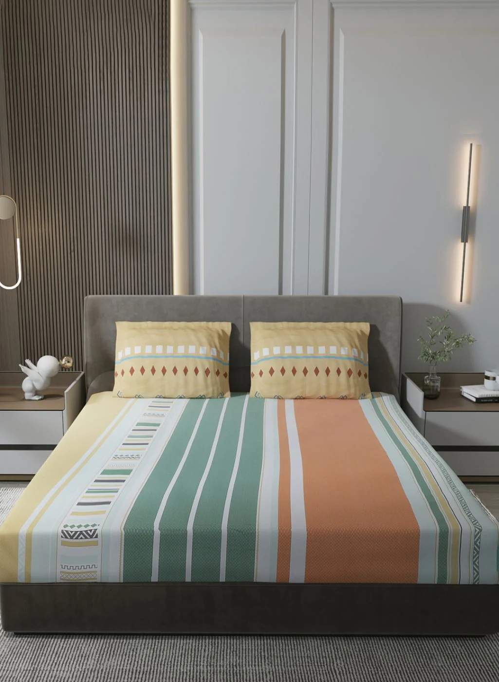 200TC Pure Cotton King Bedsheet with 2 Pillow Covers - Image 2