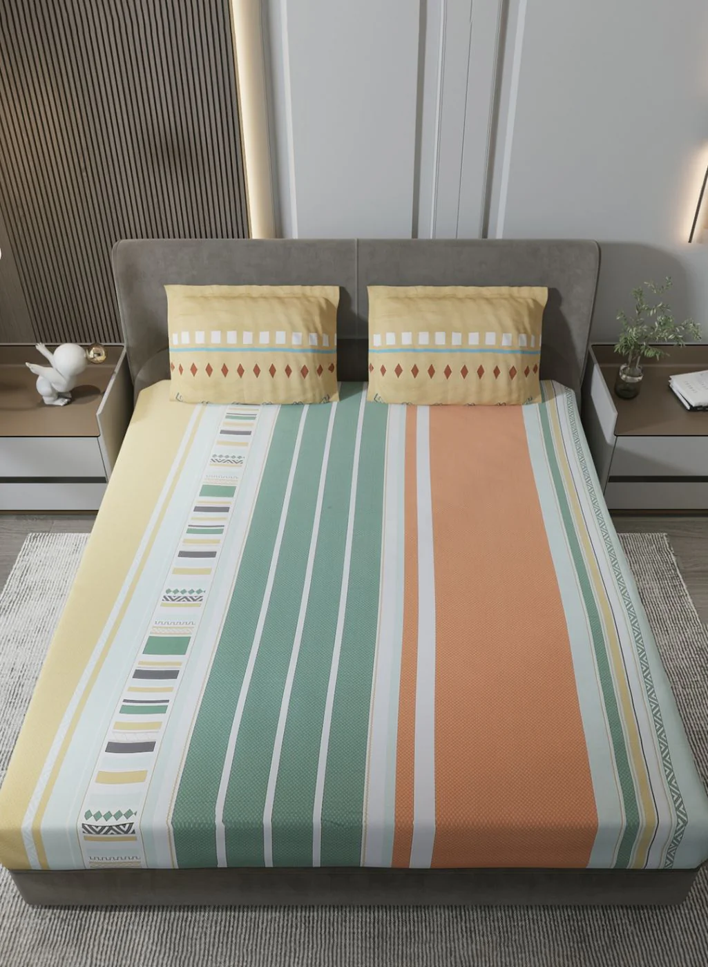 200TC Pure Cotton King Bedsheet with 2 Pillow Covers - Image 3
