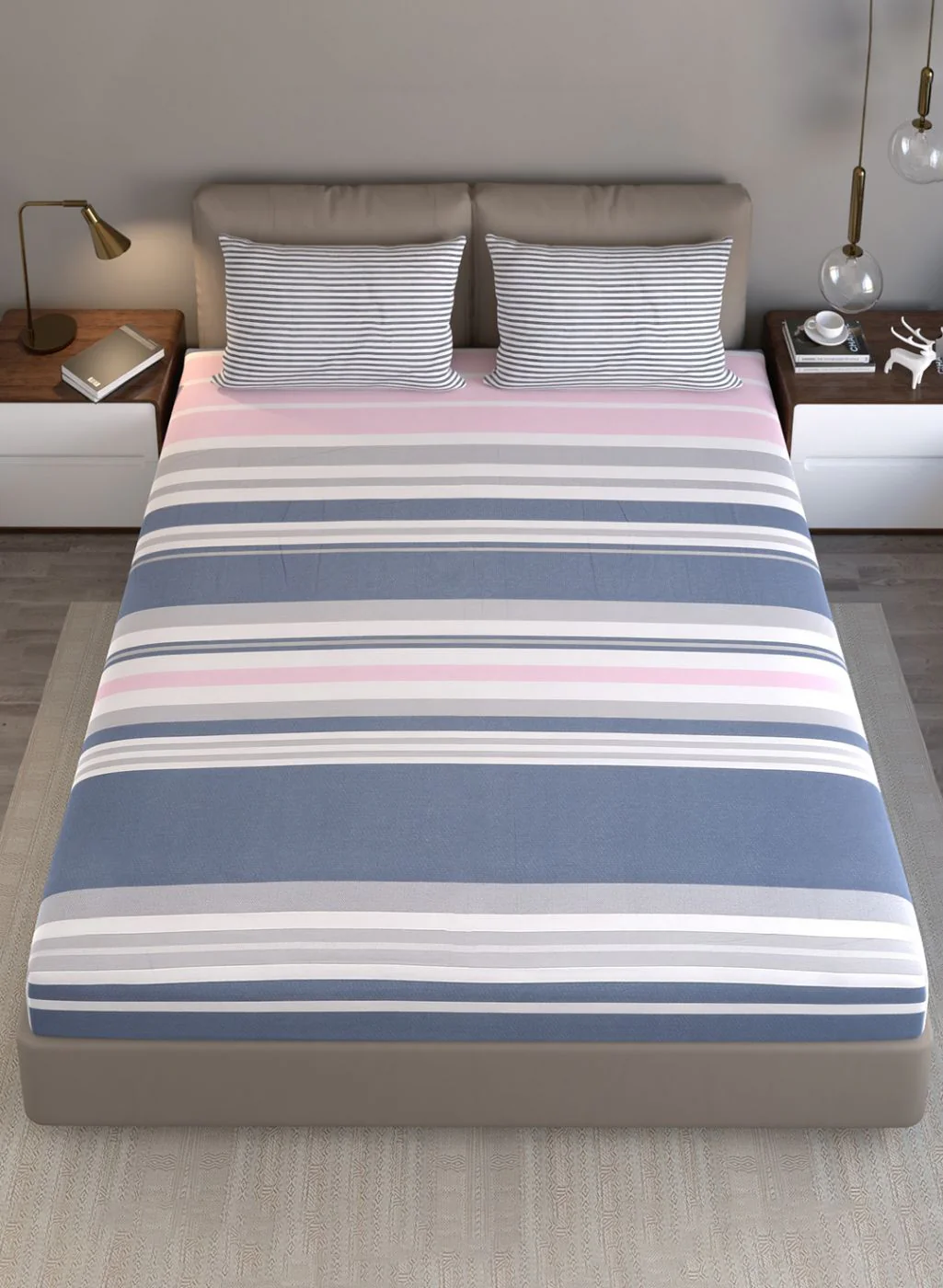 200TC Pure Cotton Queen Bedsheet with 2 Pillow Covers - Image 3