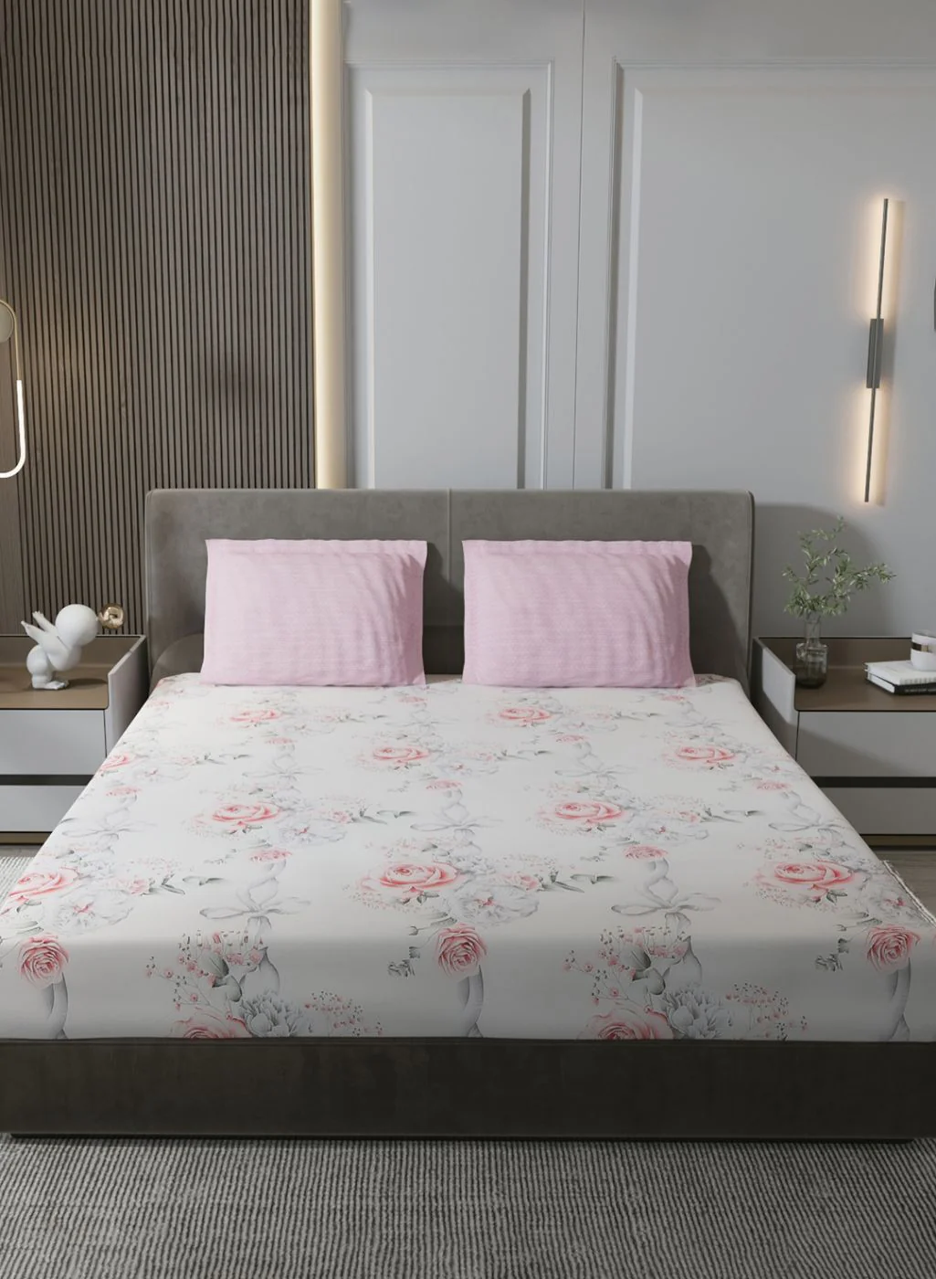 200TC Pure Cotton Queen Bedsheet with 2 Pillow Covers - Image 2