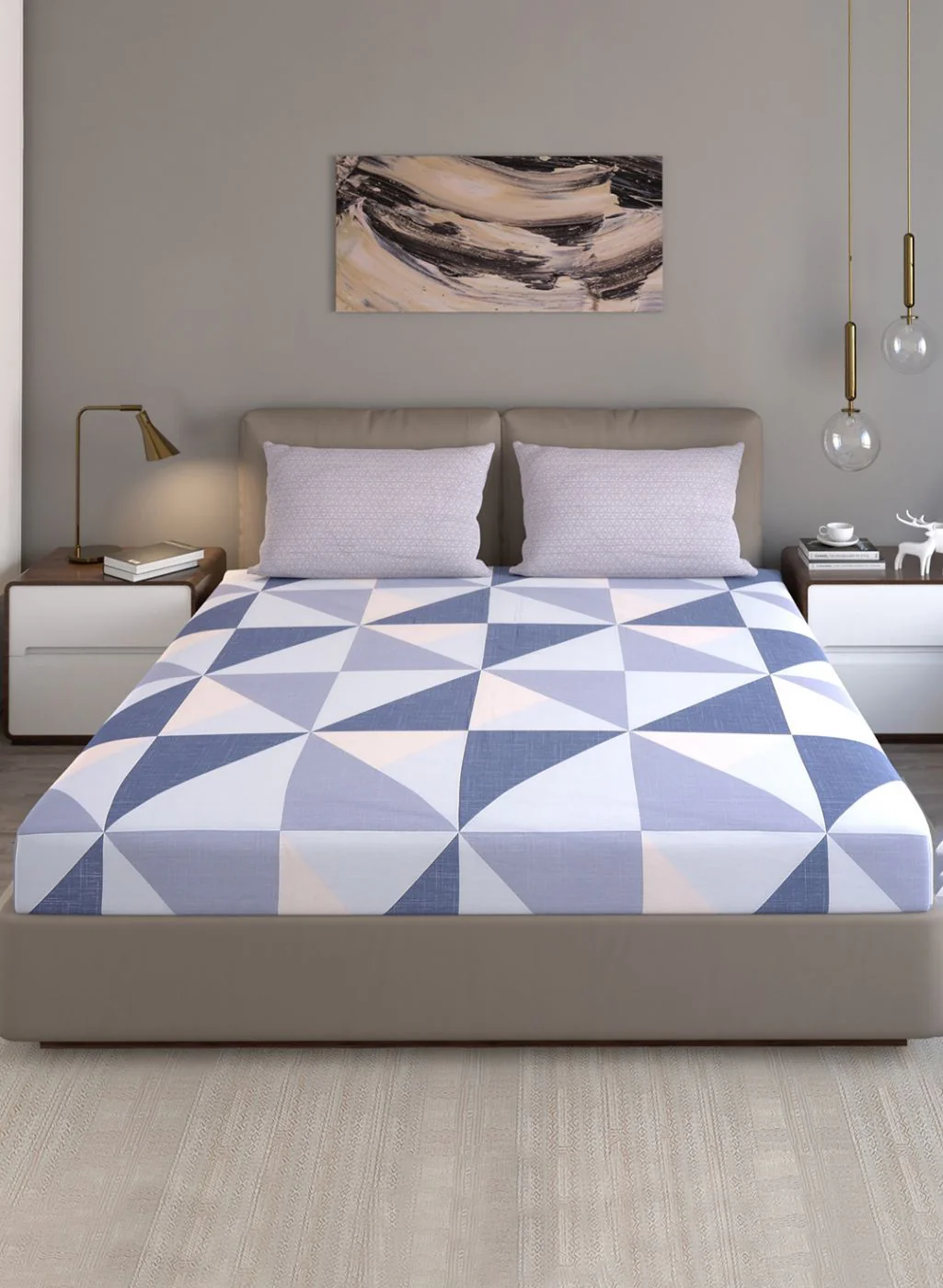 200TC Pure Cotton Queen Bedsheet with 2 Pillow Covers - Image 2