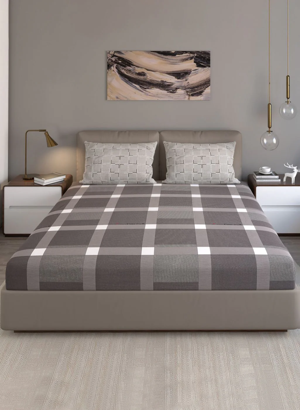 200TC Pure Cotton Queen Bedsheet with 2 Pillow Covers - Image 2