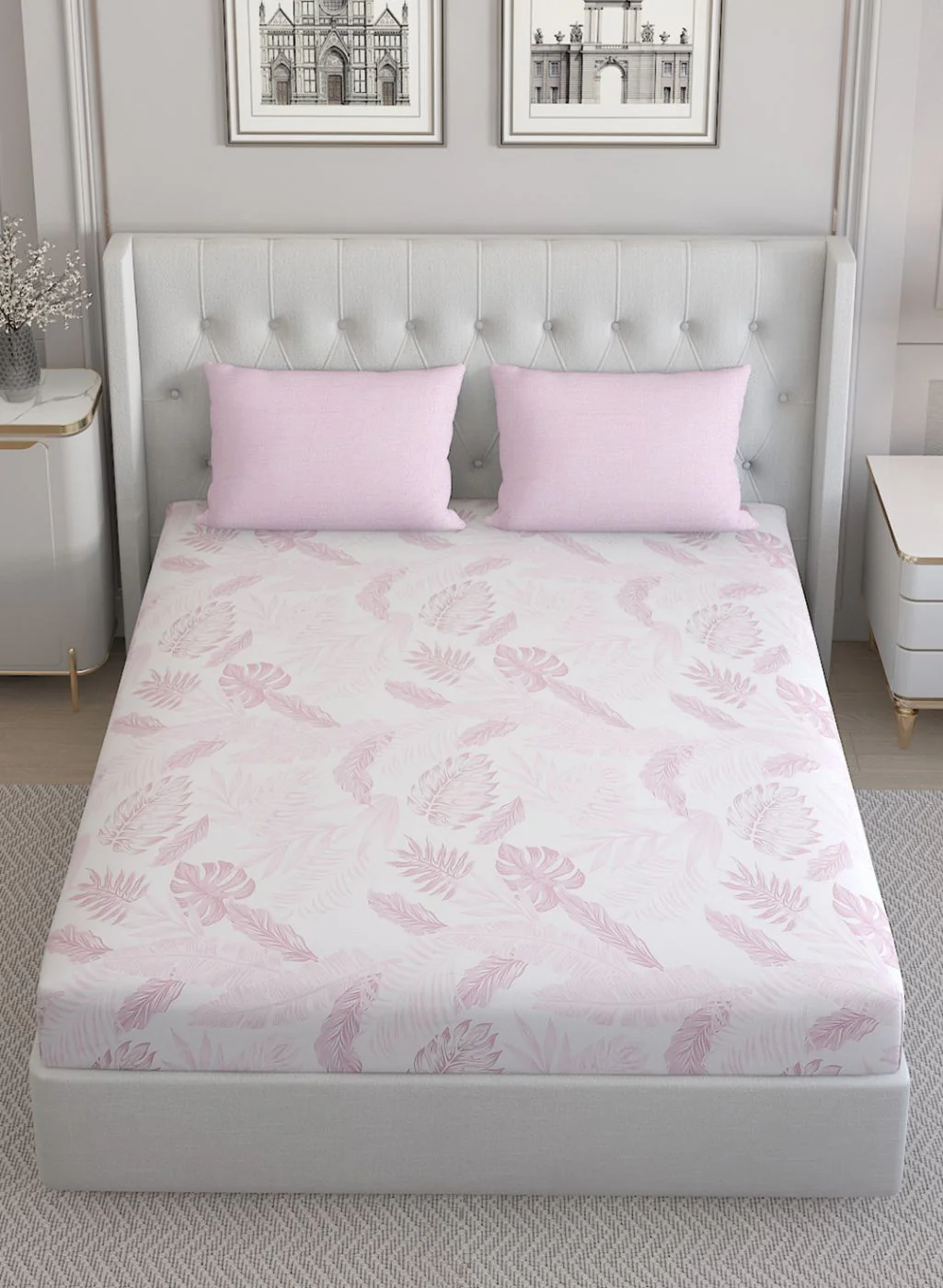 200TC Pure Cotton Queen Bedsheet with 2 Pillow Covers - Image 3