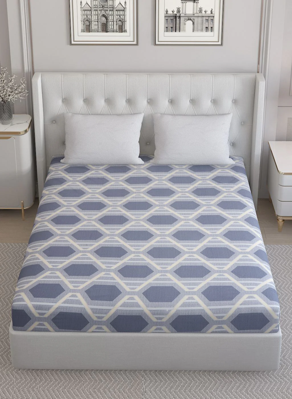 200TC Pure Cotton Queen Bedsheet with 2 Pillow Covers - Image 3