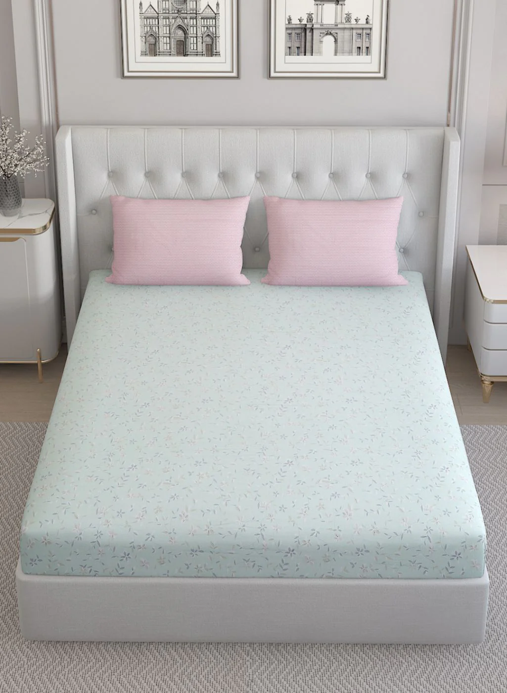 200TC Pure Cotton Queen Bedsheet with 2 Pillow Covers - Image 3