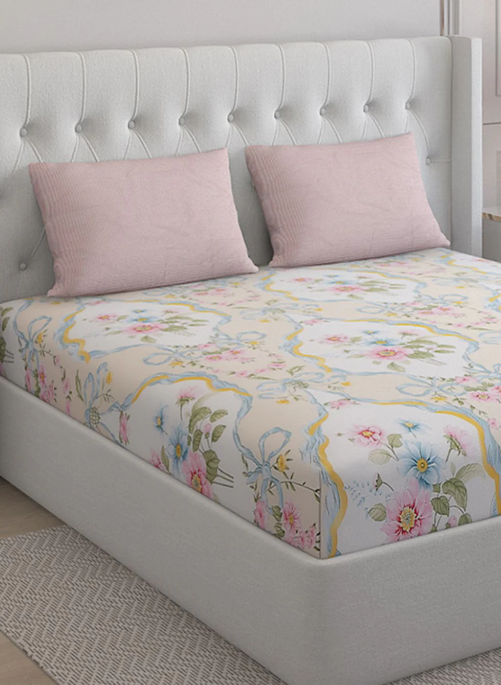 200TC Pure Cotton Queen Bedsheet with 2 Pillow Covers - Image 4