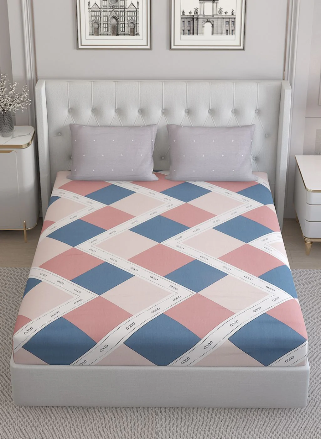 200TC Pure Cotton Queen Bedsheet with 2 Pillow Covers - Image 3
