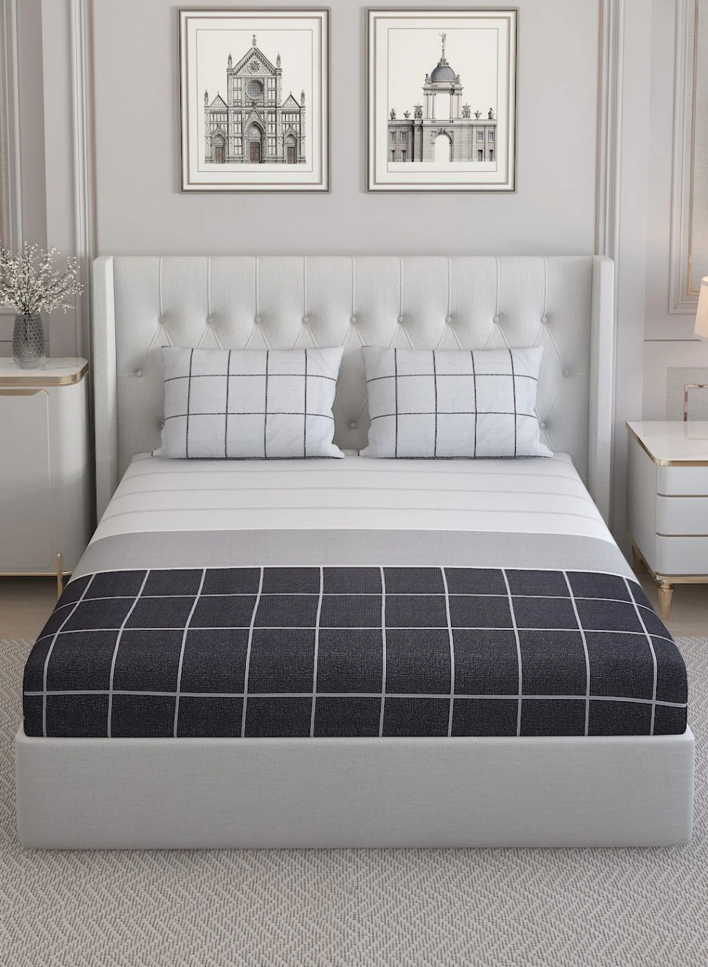 200TC Pure Cotton Queen Bedsheet with 2 Pillow Covers - Image 2