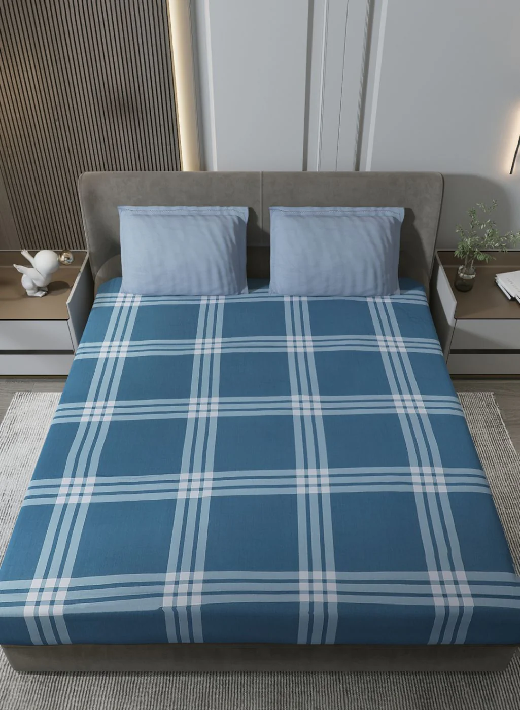 200TC Pure Cotton Queen Bedsheet with 2 Pillow Covers - Image 3