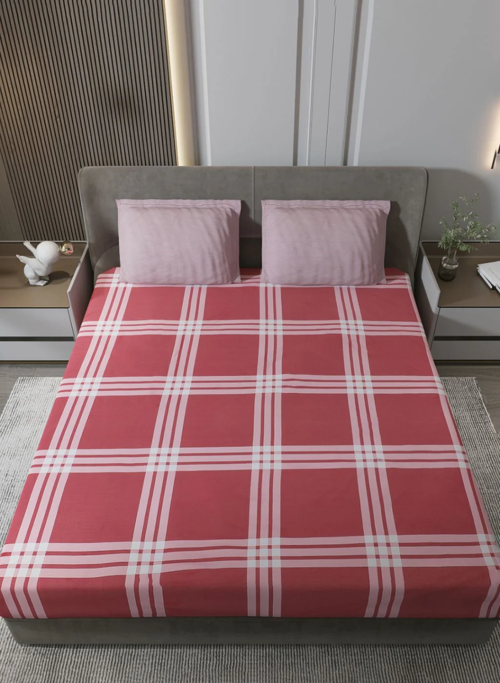 200TC Pure Cotton Queen Bedsheet with 2 Pillow Covers - Image 3