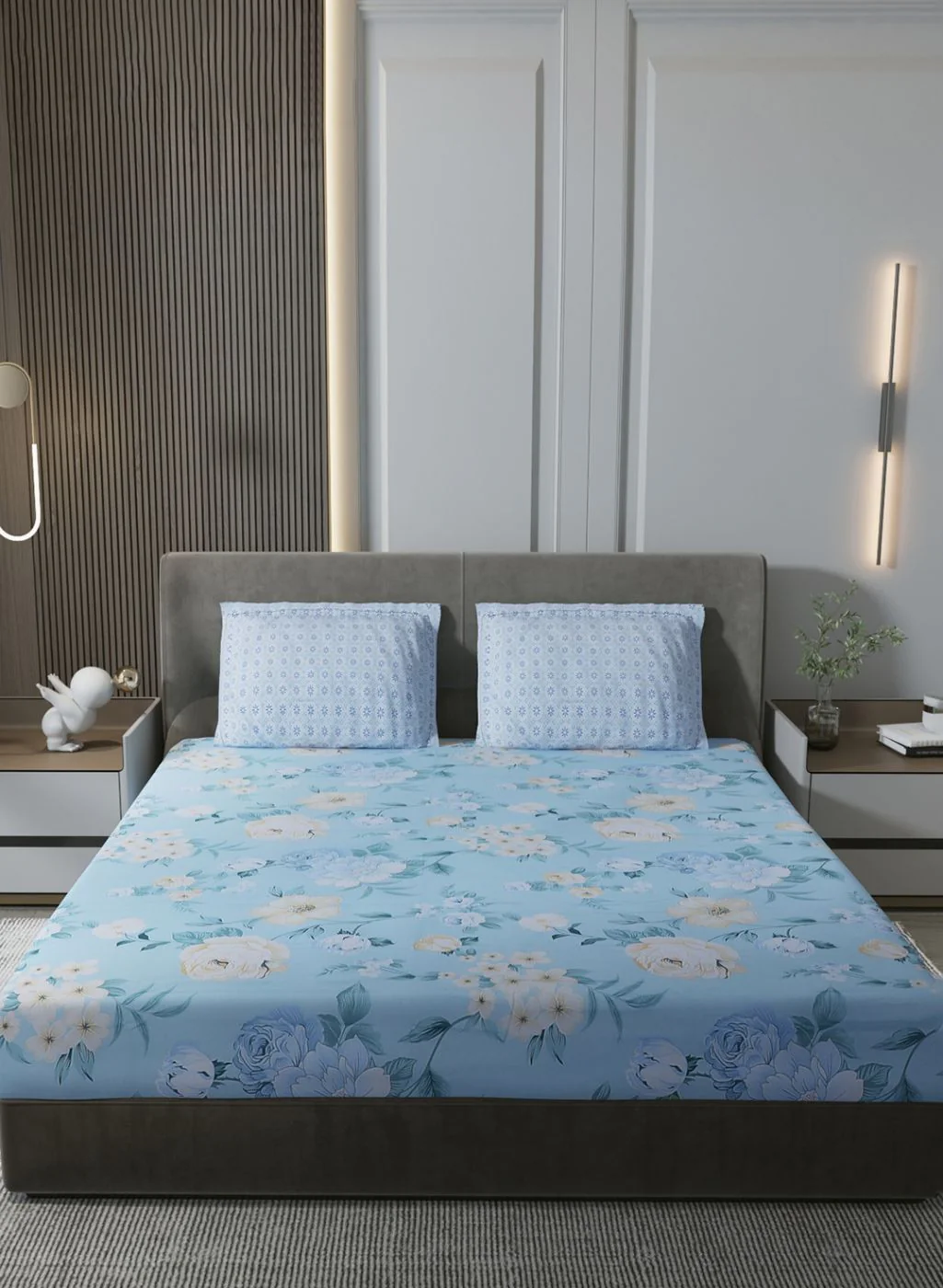 200TC Pure Cotton Queen Bedsheet with 2 Pillow Covers - Image 2
