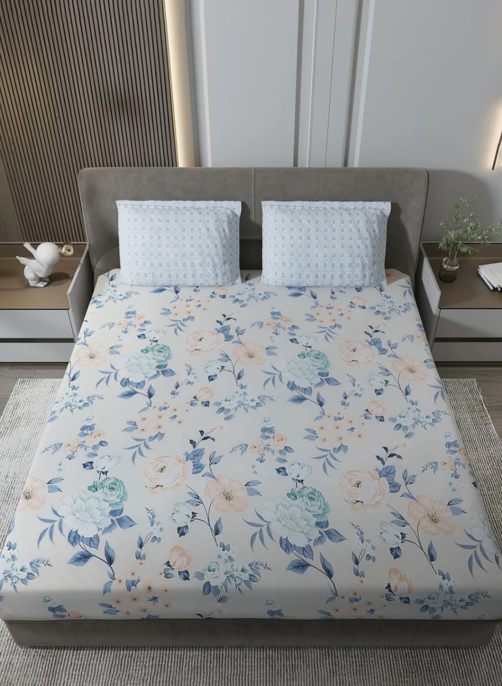 200TC Pure Cotton Queen Bedsheet with 2 Pillow Covers - Image 3