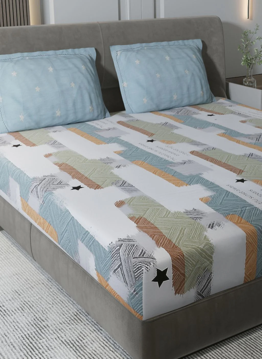 200TC Pure Cotton Queen Bedsheet with 2 Pillow Covers - Image 4