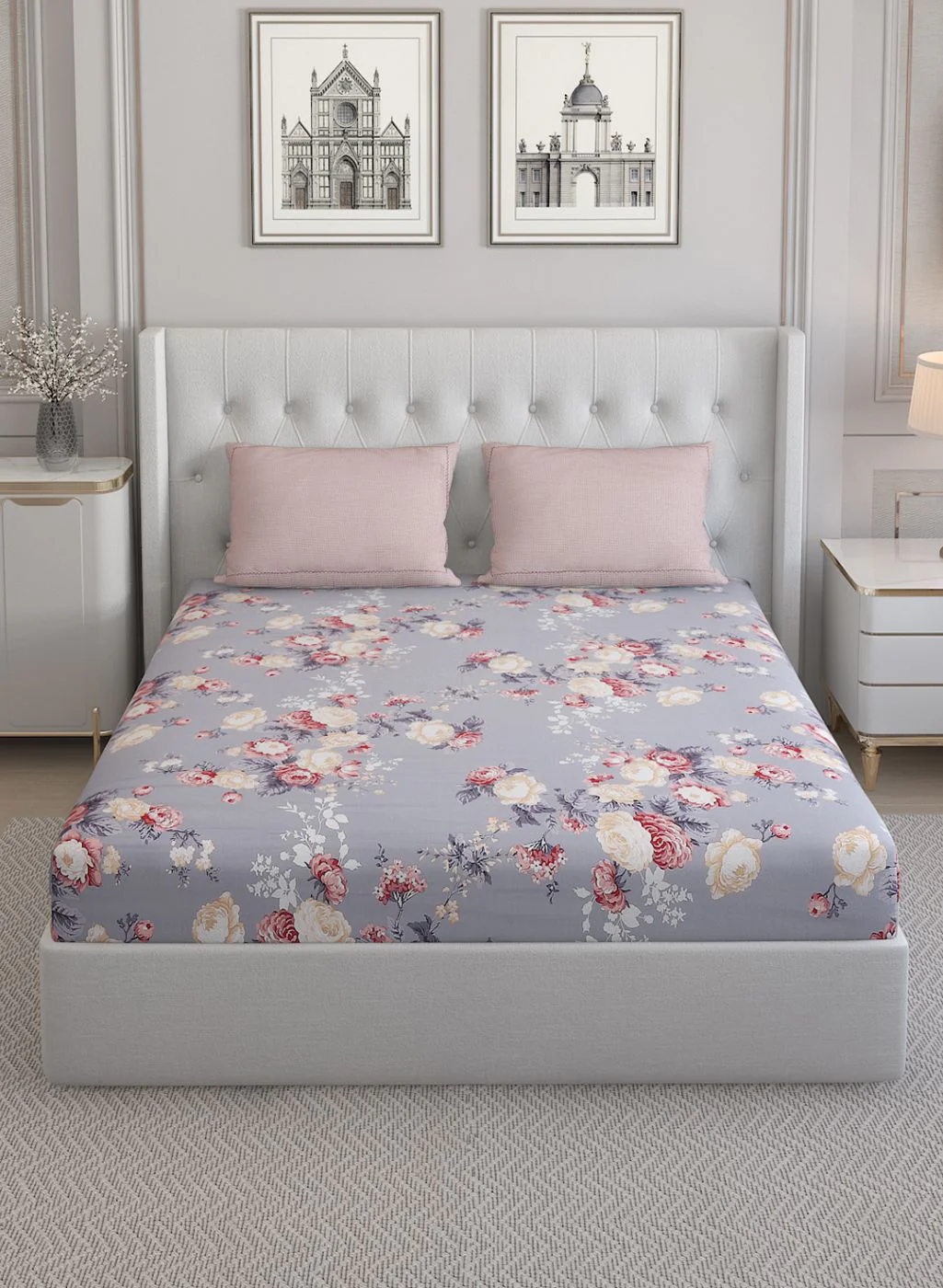200TC Pure Cotton Queen Bedsheet with 2 Pillow Covers - Image 2