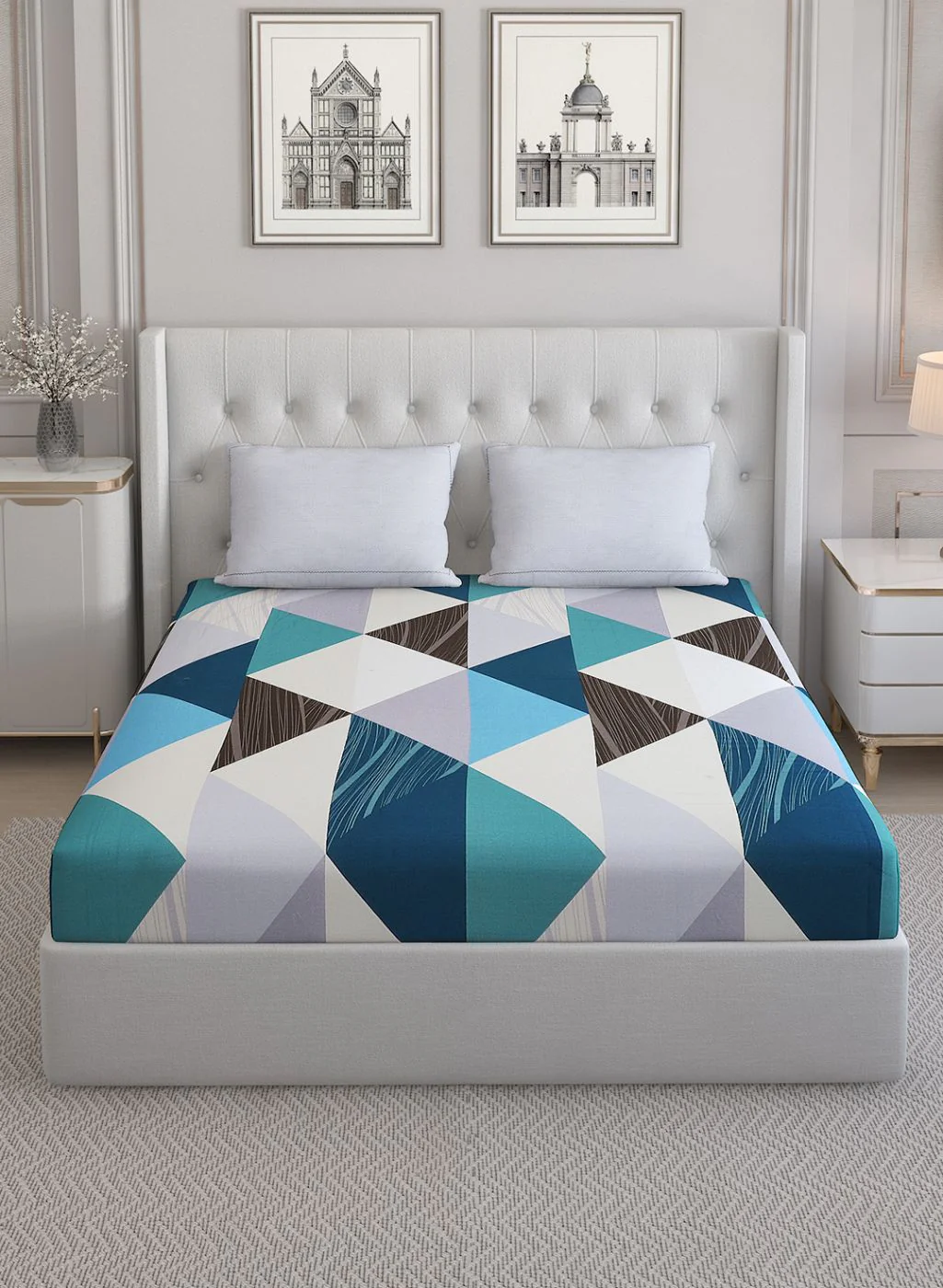 200TC Pure Cotton Queen Bedsheet with 2 Pillow Covers - Image 2