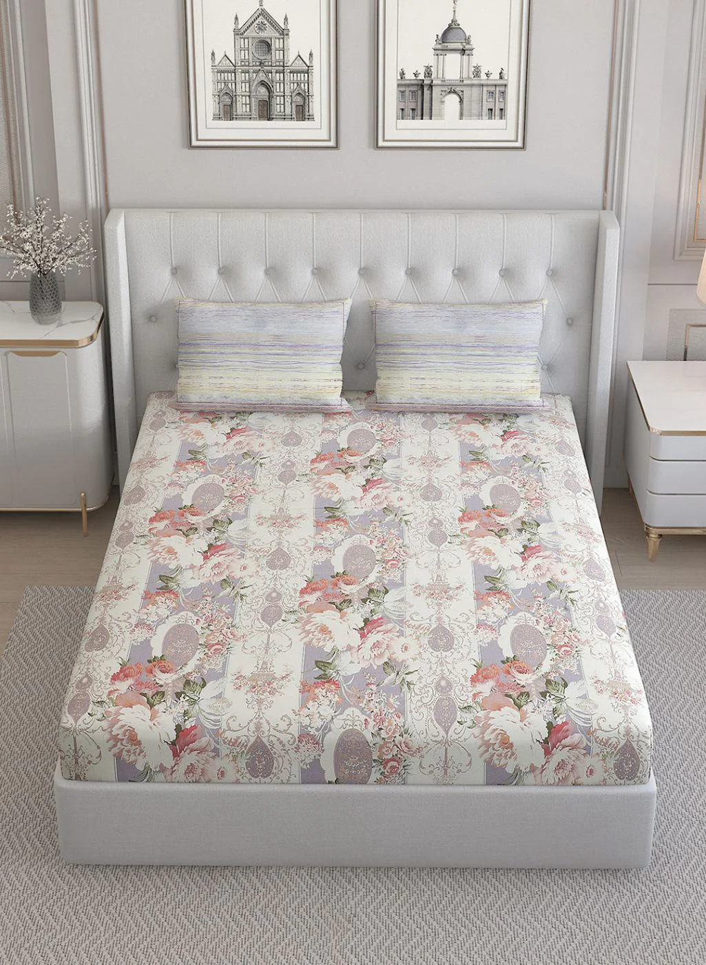 200TC Pure Cotton Queen Bedsheet with 2 Pillow Covers - Image 3