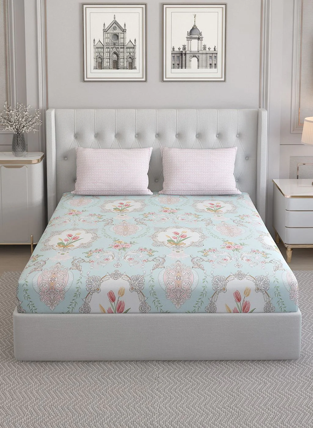 200TC Pure Cotton Queen Bedsheet with 2 Pillow Covers - Image 2